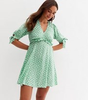 New Look Green Ditsy Floral Frill Mini Dress